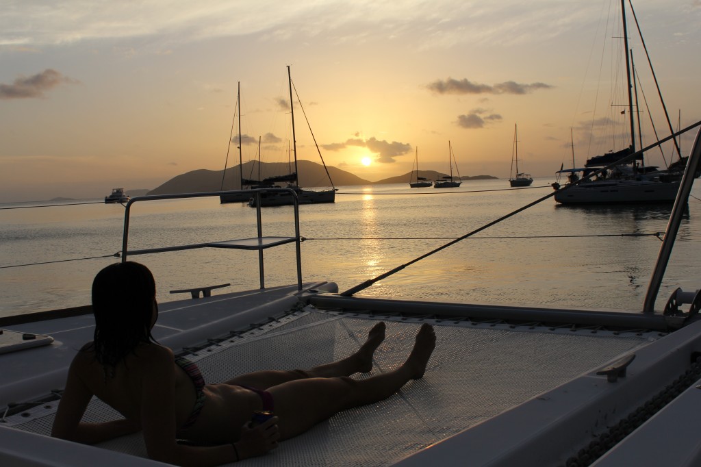 Megan Enjoying the Sunset from the Trampoline - Cane Garden Bay