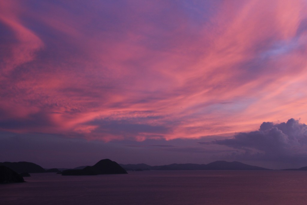 Colors in the sky during sunset from Banana Keet in Tortola, British Virgin Islands