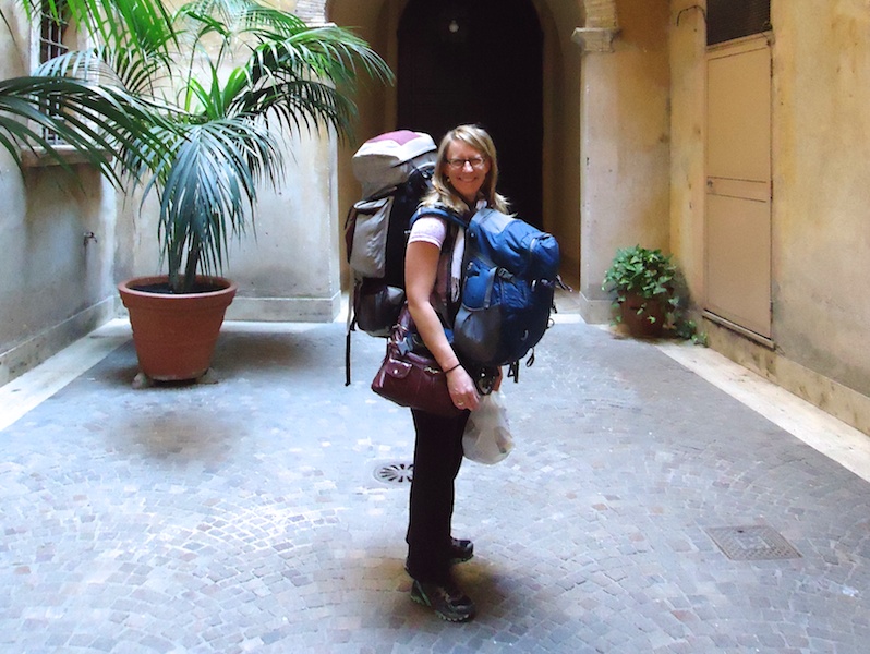 Sherry is a nomad. She has to carry all of her stuff somehow!