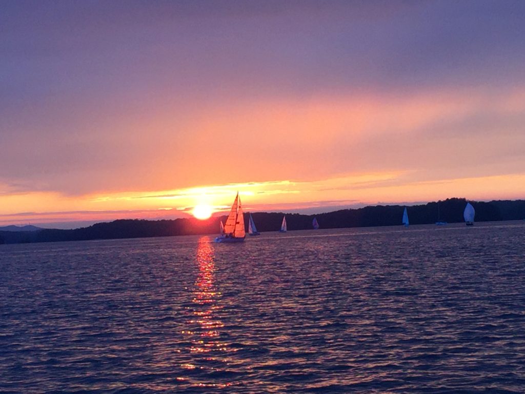 Wednesday night Sailing Sunset Races on Lake Lanier.