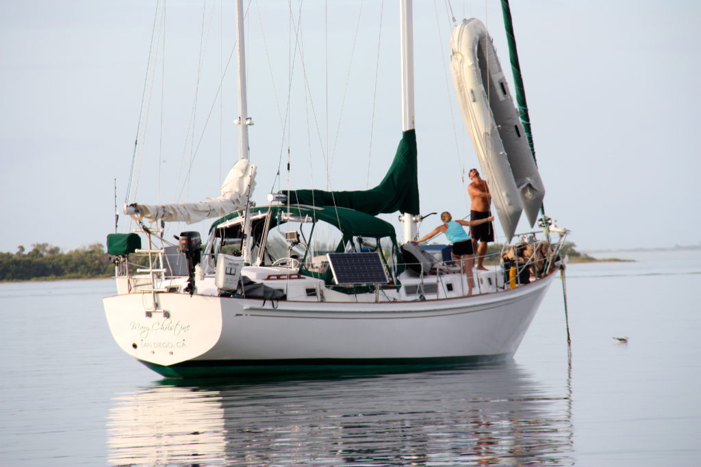 Launching (maybe they're loading?) Mary Christine's Dinghy